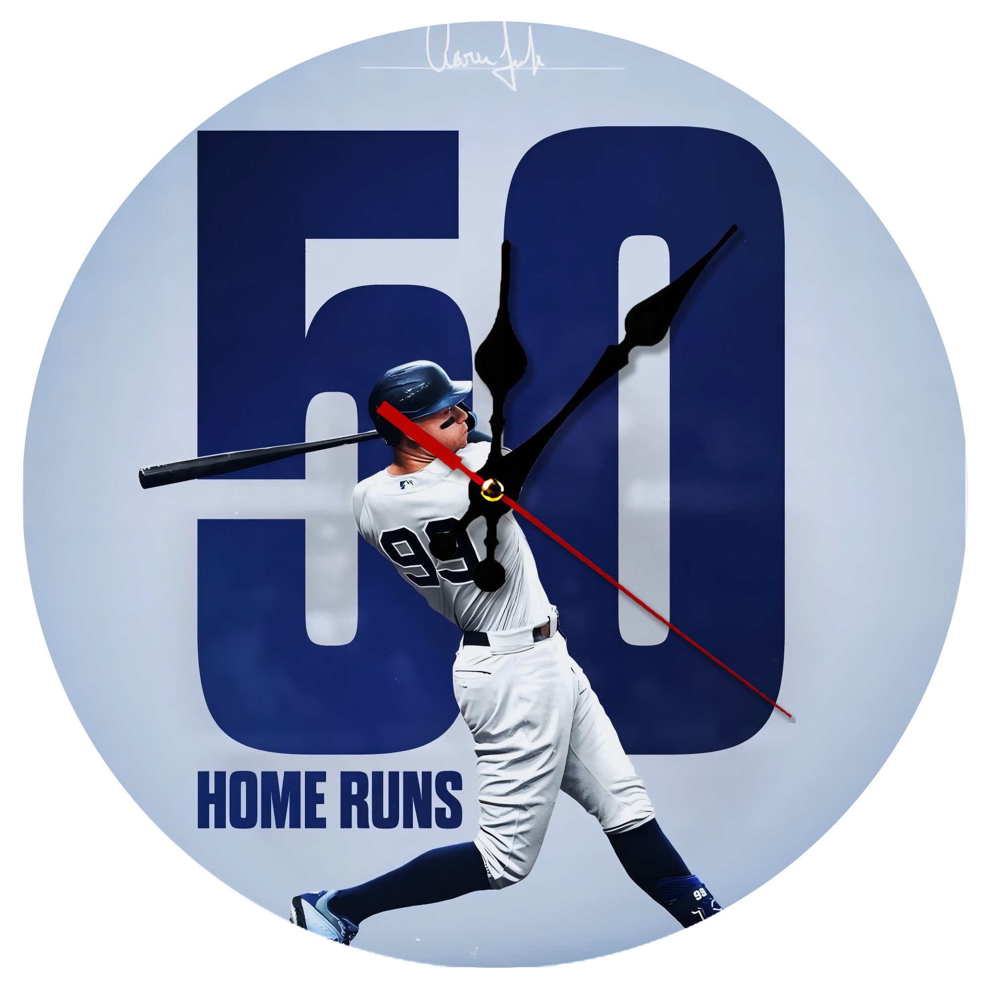Aaron Judge 50 Home Runs 4 Silent Round Wall Clock – Modern & Stylish DIY Design, Durable Wood Construction, Easy To Install – Perfect For Office, Bedroom, Living Room, And More
